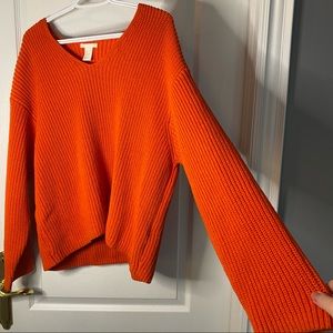 H&M orange v neck sweater